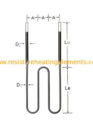عنصر التدفئة MoSi2 على شكل W 220V 380V Moly Disilicide لفرن الفراغ